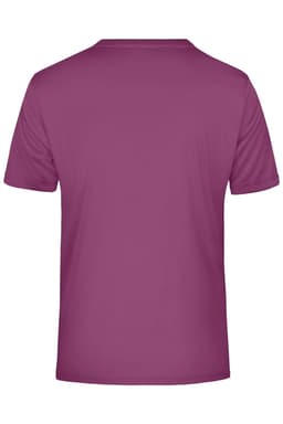 A mens active t-shirt in a vibrant purple hue, featuring a logo on the back.