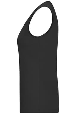 A black ladies active tank top with a fitted silhouette, featuring a sleek design and no visible logos.