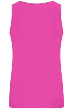 A vibrant pink ladies' active tank top, featuring a simple design and a smooth finish. It has a logo on the back.