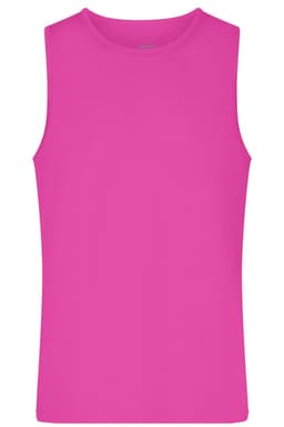 A pink men's active tank top featuring a sleeveless design. The product includes a logo.