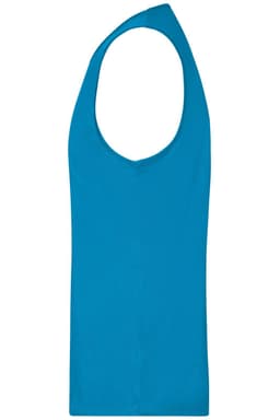 A men's active tank top in a bright blue colour, featuring a sleeveless design and a logo.