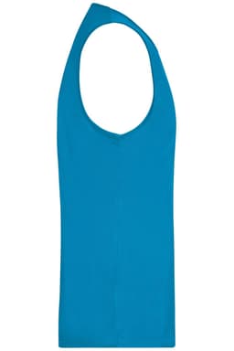 A vibrant blue men's active tank top with a sleeveless design and a logo.