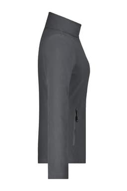 A ladies' basic fleece jacket in grey, featuring a high collar and a side zipper pocket. It has a logo.