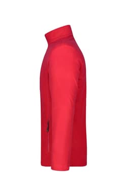 A red men's basic fleece jacket with a high collar and a side zip pocket.