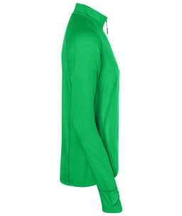 A green half-zip men's sports shirt with long sleeves and a fitted silhouette. It features a logo on the chest.