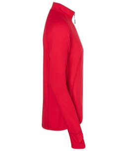 A red men's sports shirt with a half zip, featuring long sleeves and a slim fit design.