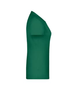 A green T-shirt with a fitted design and short sleeves, featuring a logo.