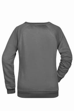 A grey ladies' sweatshirt with a simple, unembellished design and a soft texture. It features a logo.
