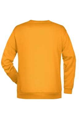 A bright yellow men's sweatshirt with a plain back and long sleeves. The garment features a logo.