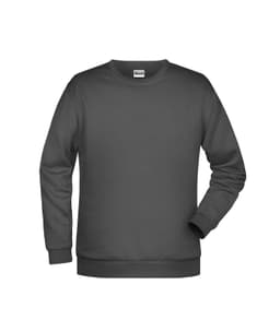 A grey men's jumper with long sleeves and a crew neck, featuring a logo on the chest area.