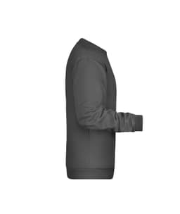 A men's grey sweatshirt with a crew neck and long sleeves, featuring ribbed cuffs and a logo.