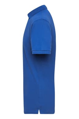 A blue polo shirt for men, featuring a classic collar and short sleeves, with a logo on the front.