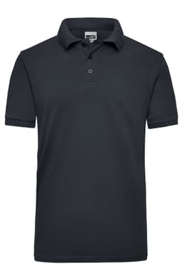 A navy blue men's polo shirt with a classic collar and short sleeves, featuring a small logo.