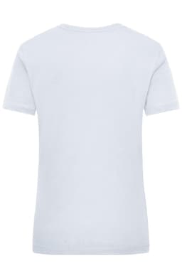 A plain light blue women's work t-shirt with a standard crew neck and short sleeves, featuring a logo.