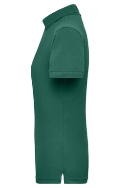 A green ladies' workwear polo shirt featuring short sleeves and a classic collar, with a logo on the chest.