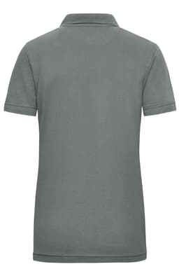A grey ladies' work polo shirt featuring a classic design and a plain back. It includes a logo at the front.