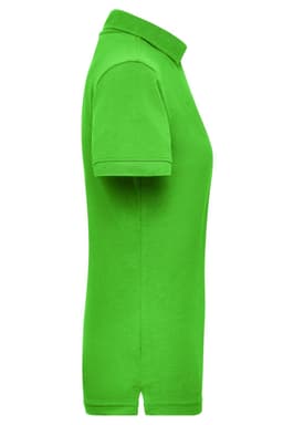 A ladies workwear polo in bright green, featuring a classic polo collar and short sleeves. It includes branding.