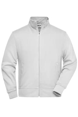 A light grey workwear sweat jacket featuring a zip front and side pockets, with branding present.