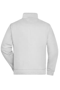 A light grey workwear sweat jacket with a high collar and a plain back view, featuring a logo.