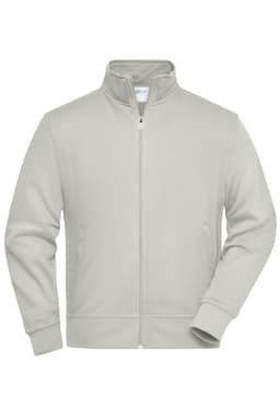 A light grey workwear sweat jacket with a zip front and side pockets. Features a collar and logo branding.