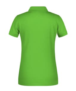 A green polo shirt with a collar, featuring a plain back and a small logo.