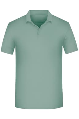 A light green men's polo shirt with a collar and three buttons, featuring a small logo on the chest.