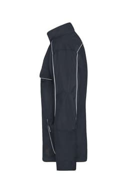 A dark navy softshell light jacket with contrast piping and a pocket, featuring an understated logo.