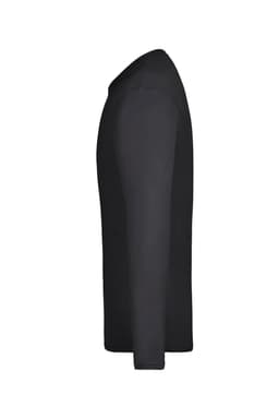 A black long-sleeve t-shirt for men, featuring a simple design and a logo.