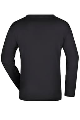A black long-sleeve T-shirt from the "Mens L-S Medium" collection featuring a simple design and a logo.
