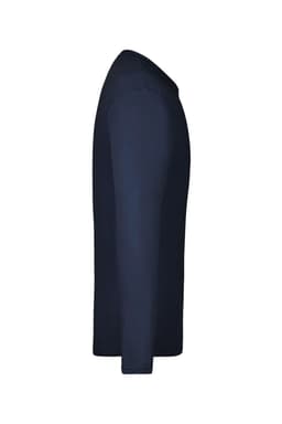 A navy long-sleeve men's T-shirt featuring a simple design and a logo.