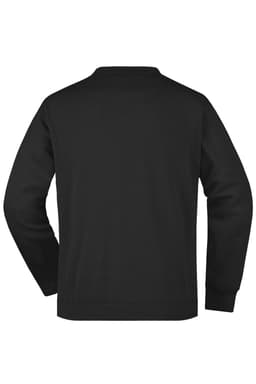 A black men's round sweat pocket jumper featuring a simple rear design and long sleeves.