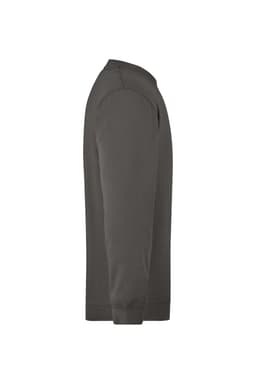 A grey men's round sweat pocket jumper, featuring long sleeves and a crew neckline, with a logo on the chest.