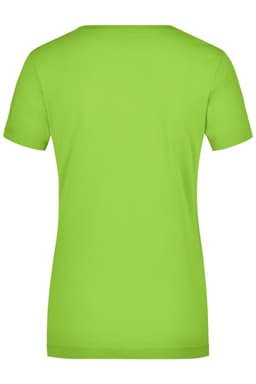 A vibrant lime green ladies' stretch round T-shirt with a simple, classic design. The shirt features short sleeves and a round neck.