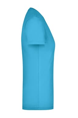 A ladies' stretch round t-shirt in a vibrant blue colour, featuring a fitted design and short sleeves.