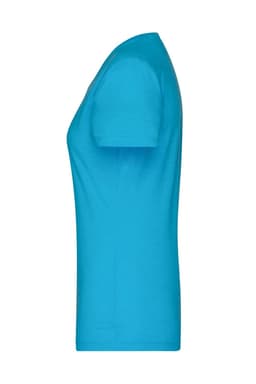 A ladies' heather T-shirt in a vibrant turquoise colour, featuring short sleeves and a fitted cut.
