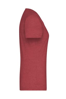 A ladies heather T-shirt in a rich red colour, featuring a classic short sleeve design and a fitted silhouette.