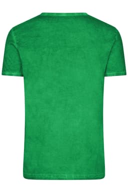 A green men's T-shirt with a crew neck, featuring a plain back and no visible branding.
