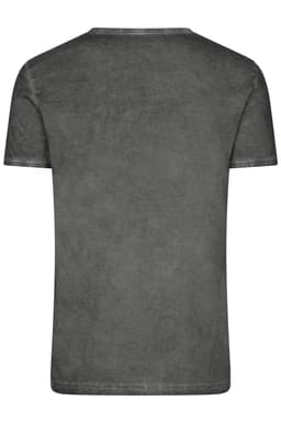 A grey men's t-shirt with a plain back view, featuring a subtle texture and no visible logos or branding.