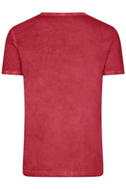 A red men's T-shirt with a plain back design and a simple crew neck. It features a logo.