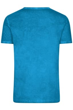 A vibrant blue men's t-shirt featuring a round neck and short sleeves, with a plain back.