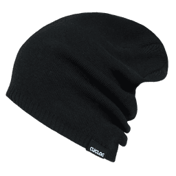 A black Aconcagua reversible beanie with a folded brim and a small logo tag.