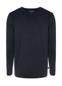 A men's long sleeve t-shirt in dark grey, featuring a round neck and long sleeves. It has a logo on the side.
