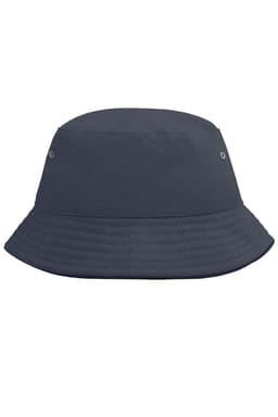 A navy blue kids' fisherman piping hat with a wide brim and ventilation eyelets. Features a simple design and branding.