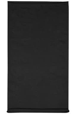A black headband made of cotton, featuring a logo. It is designed for headwear use.