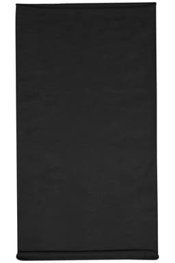A black headband made of cotton, featuring a logo. Suitable for various headwear styles.