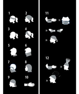Illustration of various ways to wear the X-Tube Cotton headwear in different styles and configurations.