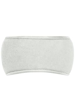 A light grey Thinsulate™ headband with a soft, fleecy texture and a rounded design. It features a logo.