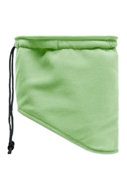 A light green Thinsulate™ neckwarmer with a drawstring for adjustment. It features a soft fleece texture.