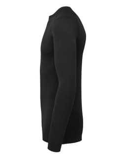 A black long-sleeved underscrub baselayer with a fitted design, featuring a simple silhouette and no visible logos.