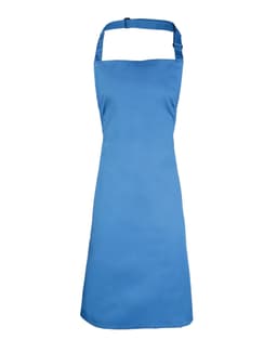 A blue bib apron with a neck strap and no visible branding, suitable for chefwear or uniforms.